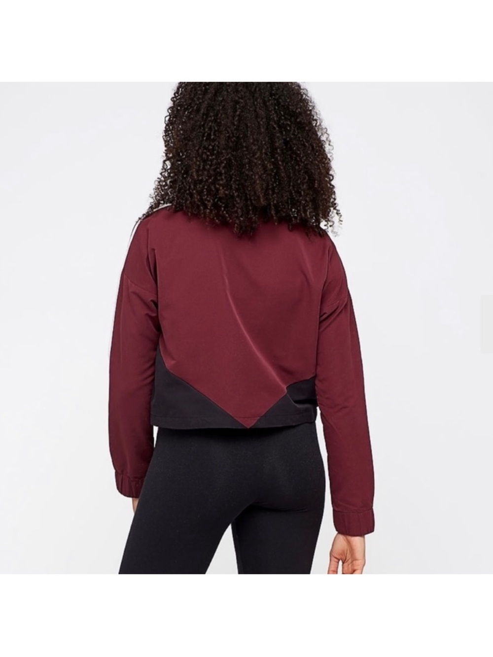 ADIDAS burgundy Colorblock windbreaker quarter zip top - Picture 2 of 7